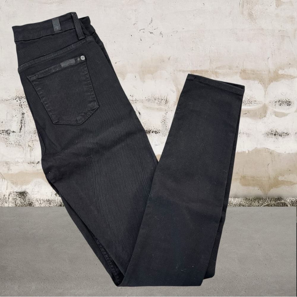 7 For All Mankind Women's Ankle Skinny Jeans Black Size 25 - Picture 3 of 5